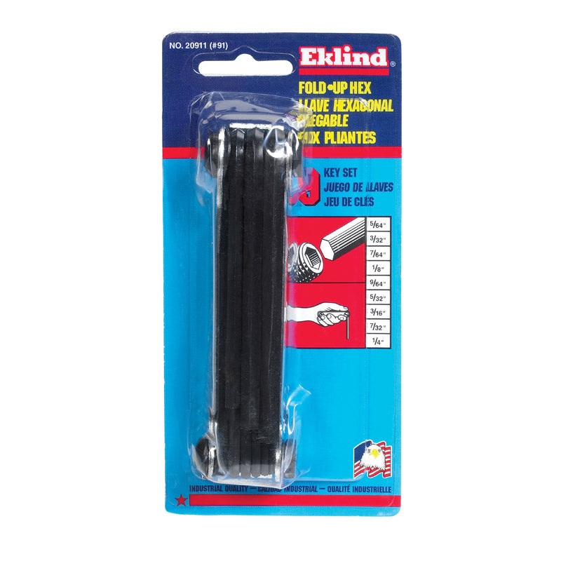 Eklind SAE Fold-Up Hex Key Set 9 pc. 5/64 to 1/4