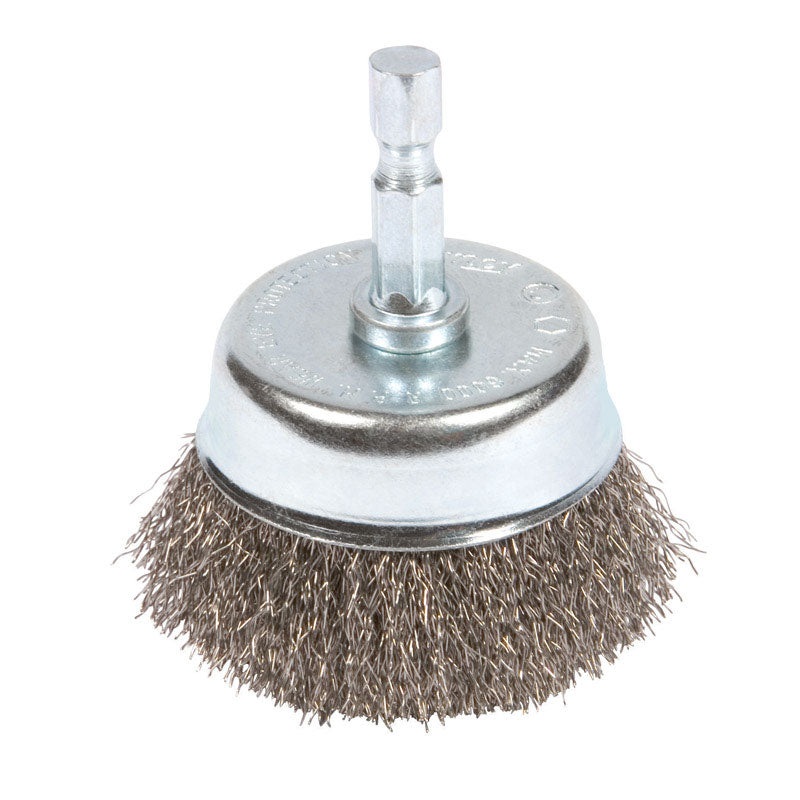 Forney 1/4 in. x 3 in. Dia. Coarse Steel Crimped Wire Cup Brush 1 pc.
