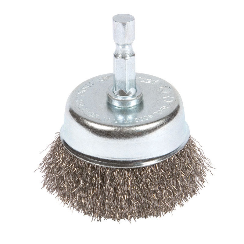 Forney 1/4 in. x 3 in. Dia. Fine Steel Crimped Wire Cup Brush 1 pc.