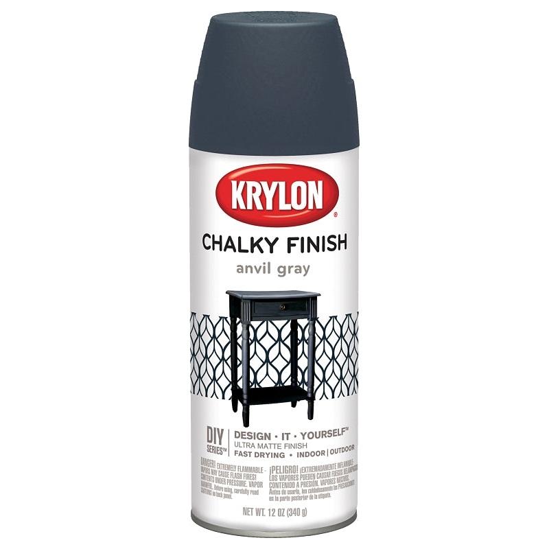 Krylon K04104000 Chalk Spray Paint, Matte, Gray, 12 oz, Can