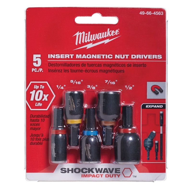 Milwaukee Shockwave Multi Size Nut Drivers 1/4 in. Dia. x 1.5 in. L 5 pc.