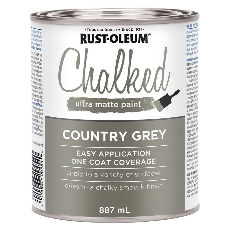 Rust-Oleum 286942 Chalk Paint, Ultra Matte, Country Gray, 30 oz