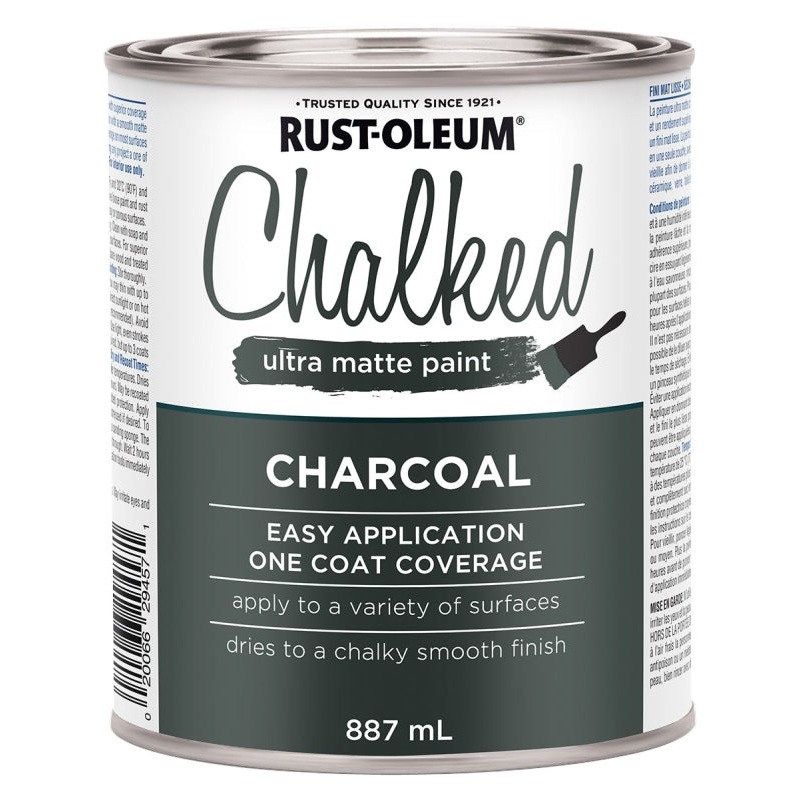 Rust-Oleum 286945 Chalk Paint, Ultra Matte, Charcoal, 30 oz