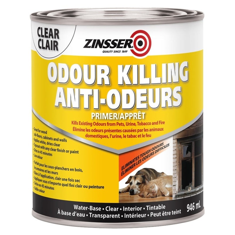 Rust-Oleum 316873 Interior Odor Killing Primer, Clear, White, 946 mL