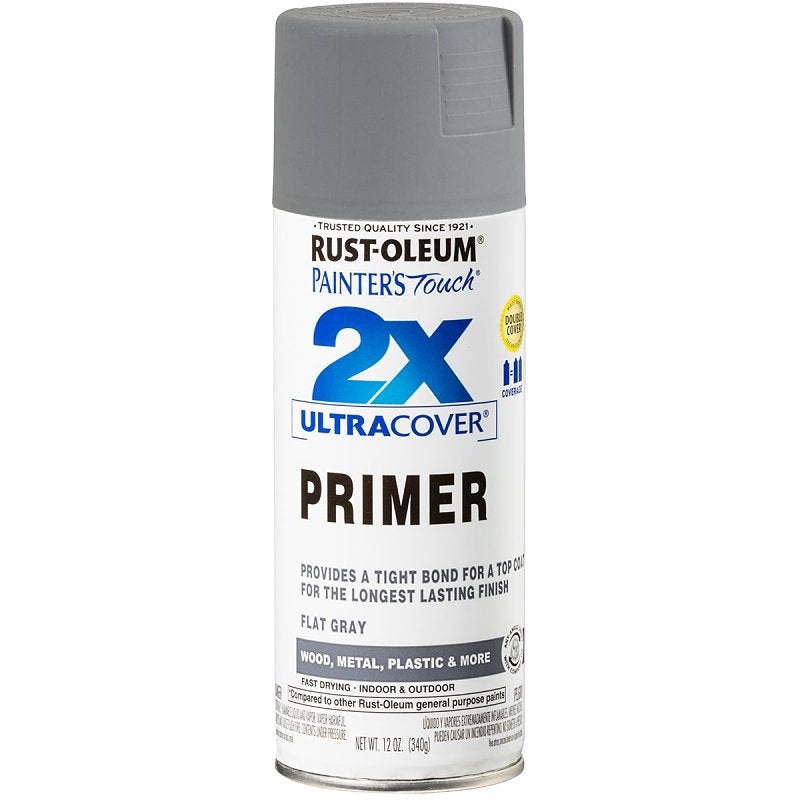 Rust-Oleum Painter’s Touch 2X Ultra Cover 334017 General Purpose Primer, Gray, Flat, 12 oz