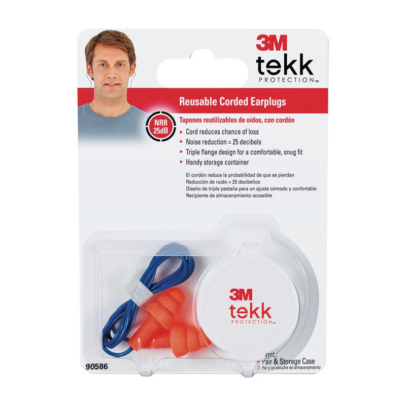 Tekk Reusable Ear Plugs 25 dB Orange 1 pair