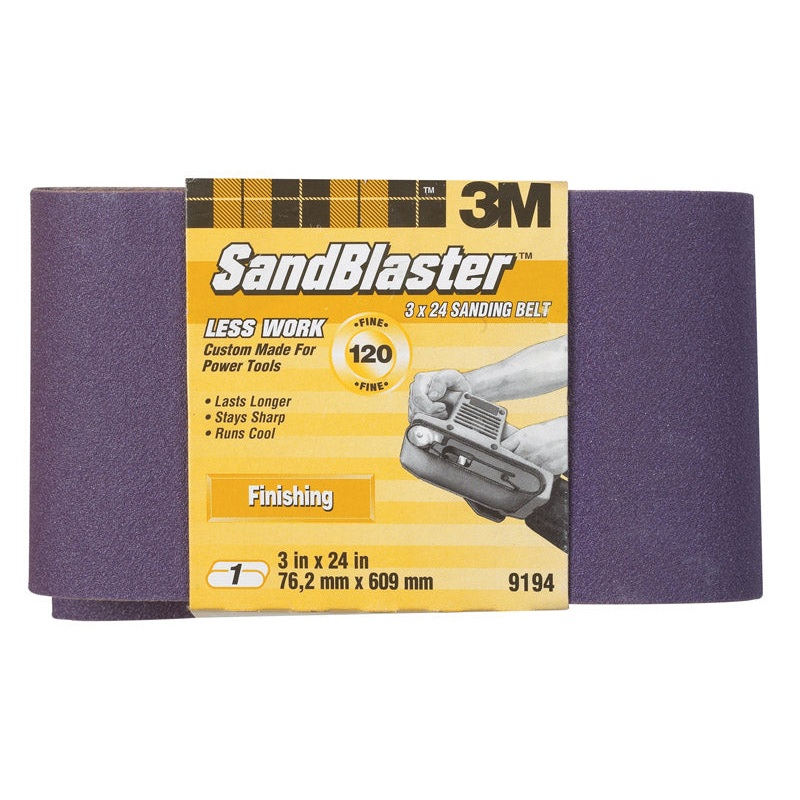3M SandBlaster Sanding Belt 3 in. W x 24 in. L 120 Grit Fine 1 pk