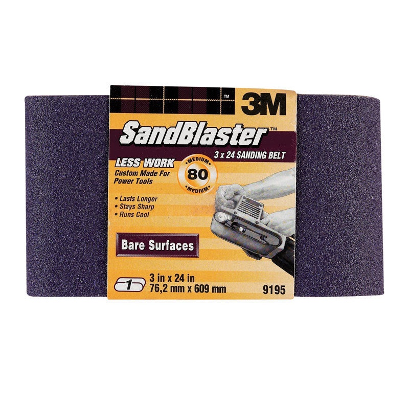 3M SandBlaster Sanding Belt 3 in. W x 24 in. L 80 Grit Medium 1 pk