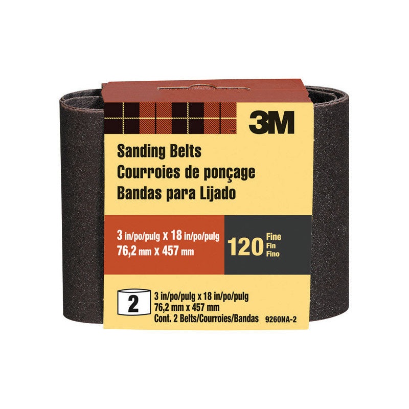 3M Sanding Belt 3 in. W x 18 in. L 120 Grit Fine 2 pk