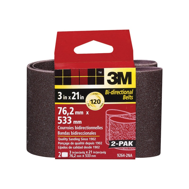 3M Sanding Belt 3 in. W x 21 in. L 120 Grit Fine 2 pk