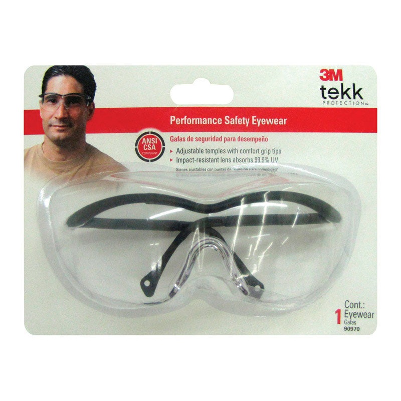 3M Tekk Multi-Purpose Safety Glasses Antifog Clear Lens Black Frame Carded