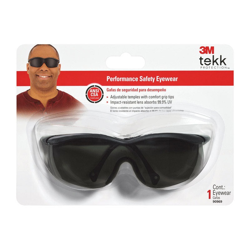 3M Tekk Multi-Purpose Safety Glasses Antifog Gray Lens Black Frame Carded