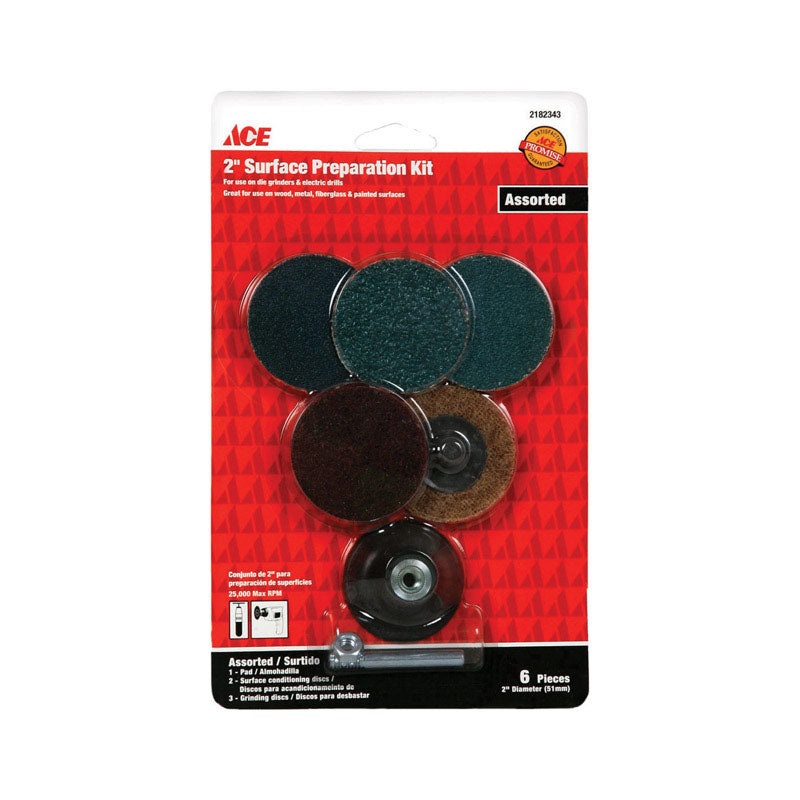 Ace 2 in. Dia. Surface Preparation Disc Kit Assorted 6 pc.