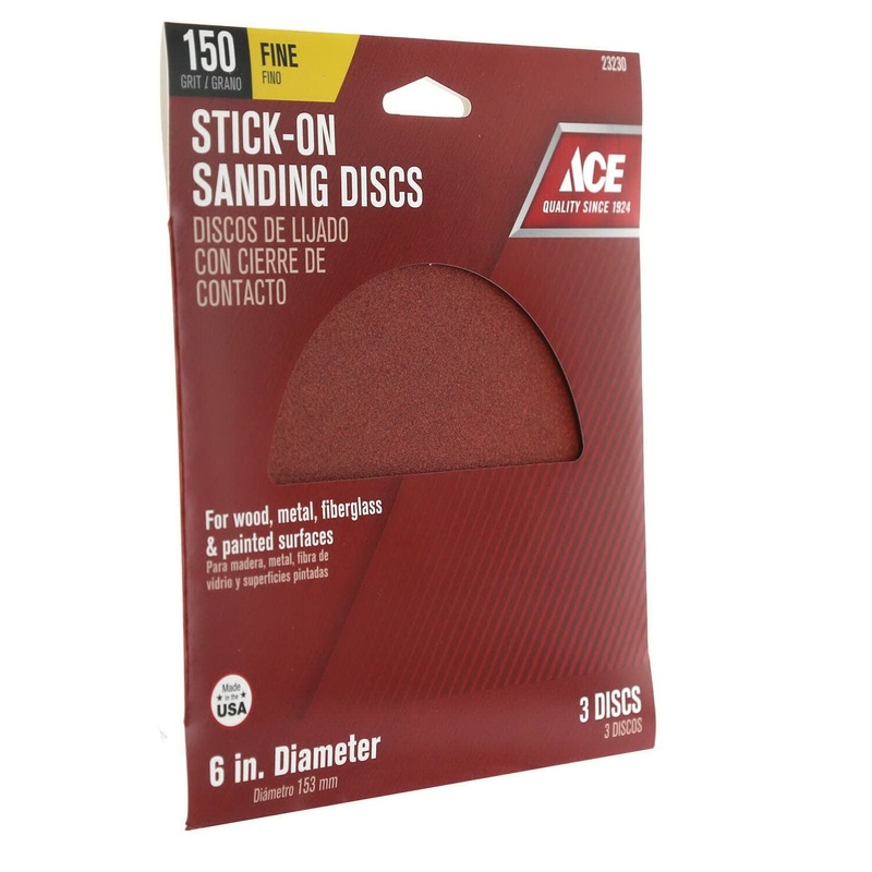 Ace 6 in. Dia. Sanding Disc 150 Grit Fine Adhesive 3 pk