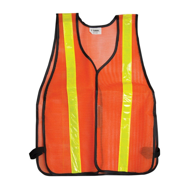 CH Hanson One fits all Orange Polyester mesh Safety Vest with Reflective Stripe