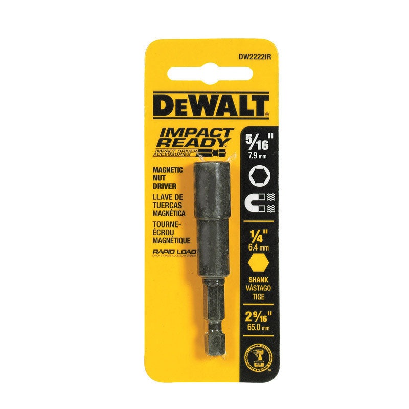 DeWalt Impact Ready Magnetic Tip Nut Driver 5/16 in. 2-9/16 in. L 1 pc. Carded