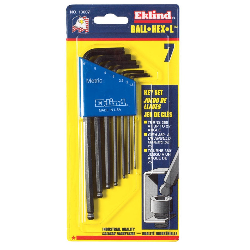 Eklind Metric Long Arm Balldriver Hex Key Set 7 pc.