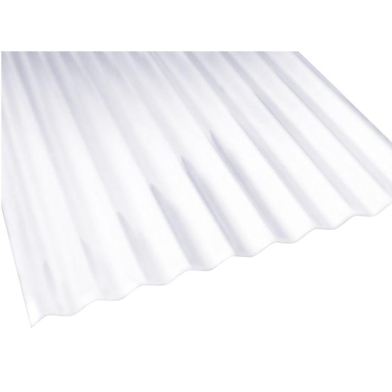 Palruf 100423 Corrugated Roofing Panel, 8 ft L, 26 in W, 0.063 in Thick Material, PVC, Clear, Pack of 10