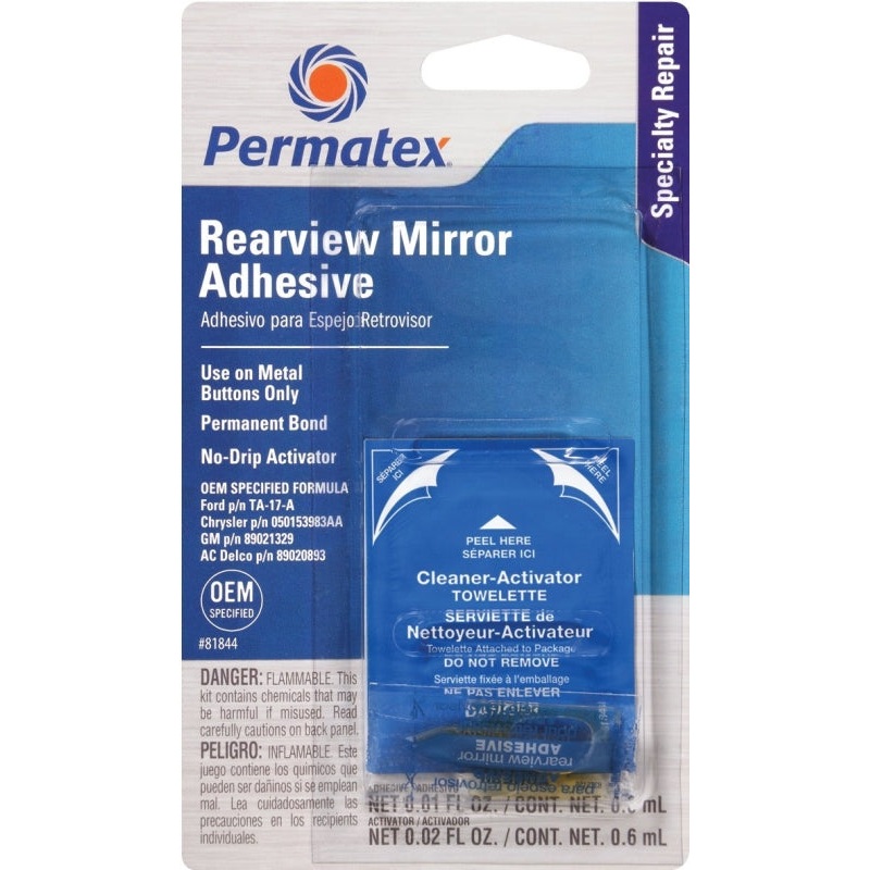 Permatex 81844 Rearview Mirror Adhesive, Liquid, Irritating, Yellow