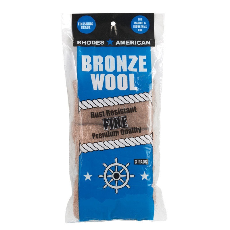 Rhodes American Bronze Wool 5-1/4 in. W x 10.11 in. L Fine 0 Grade Steel Wool