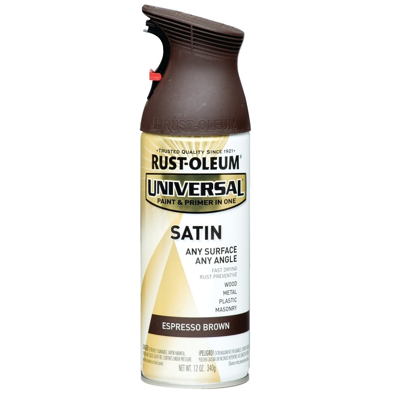 Rust-Oleum 247570 Enamel Spray Paint, Satin, Espresso Brown, 12 oz, Can