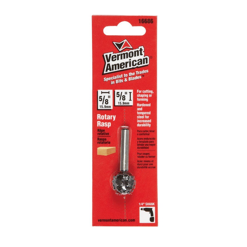 Vermont American 5/8 in. Dia. x 1.77 in. L Alloy Steel Rotary Rasp Ball Single Cut 1 pc.