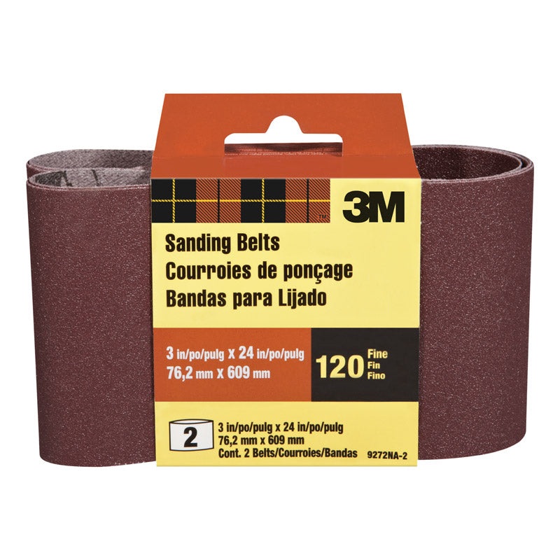 3M Sanding Belt 3 in. W x 24 in. L 120 Grit Fine 2 pk