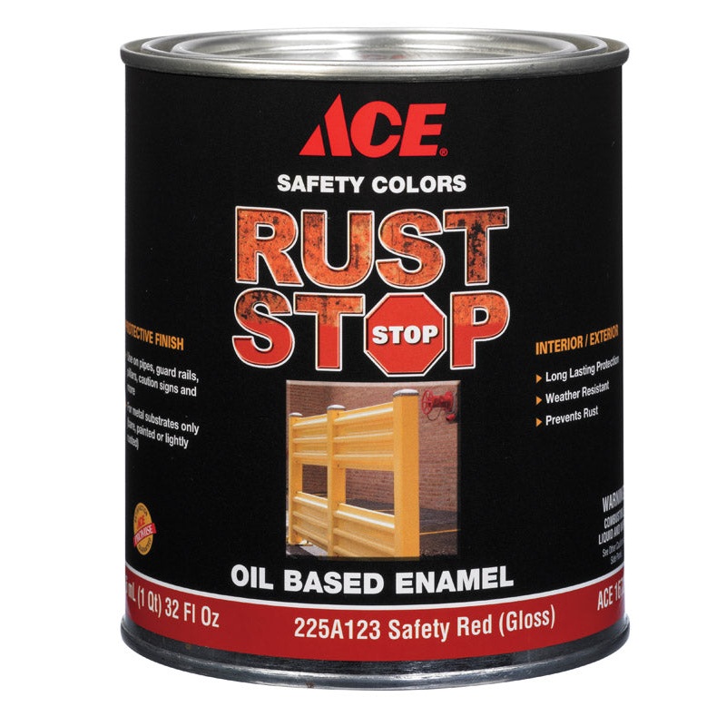 Ace Gloss Rust Stop Oil-based Enamel Paint 400g/L Safety Red 1 qt.
