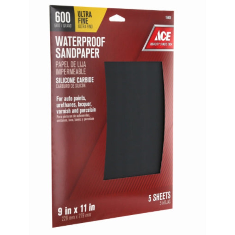 Ace Silicon Carbide Sandpaper 11 in. L 600 Grit Ultra Fine 5 pk