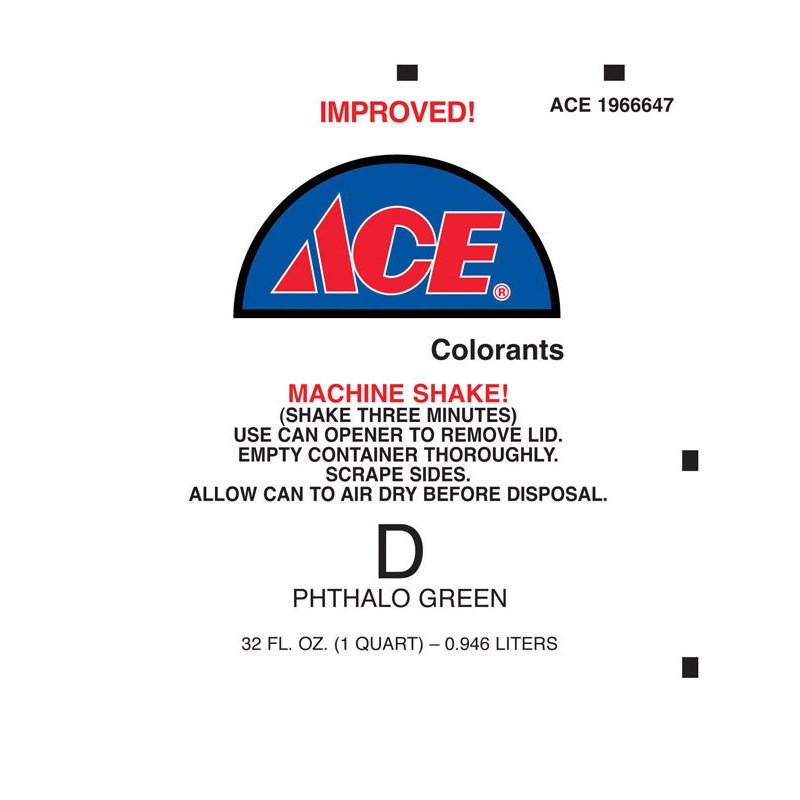 Ace Universal Machine D Phthalo Green Paint Colorant 1 qt.