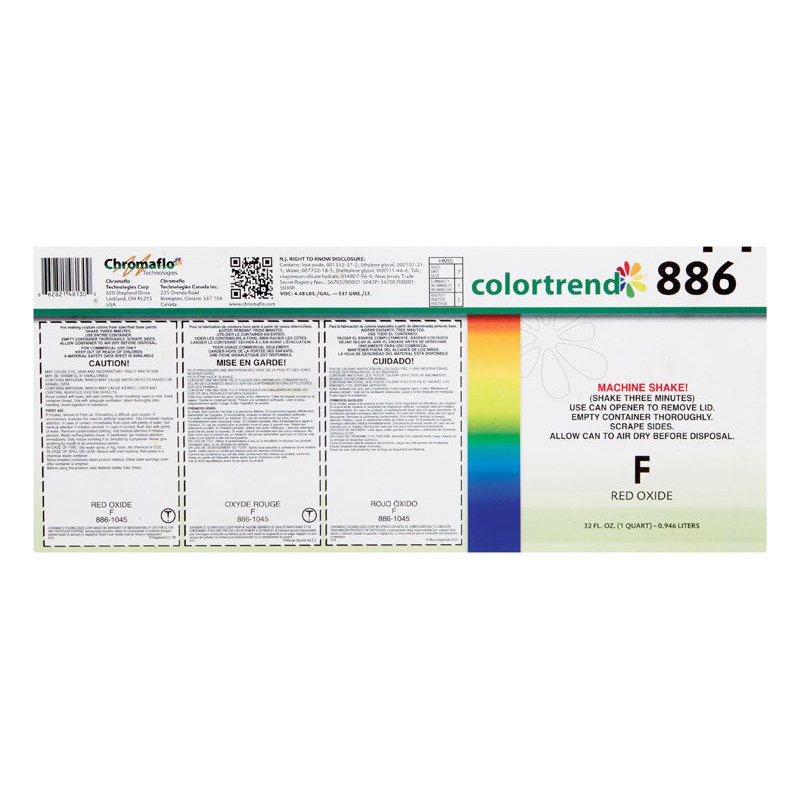 ChromaFlo Colortrend Universal Machine F Red Oxide Paint Colorant 1 qt.