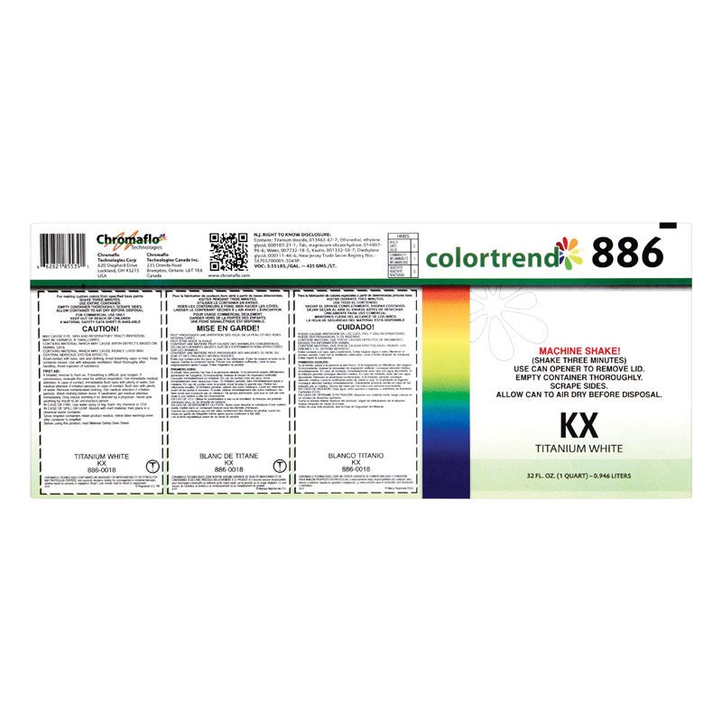 ChromaFlo Colortrend Universal Machine KX Titanium White Paint Colorant 1 qt.
