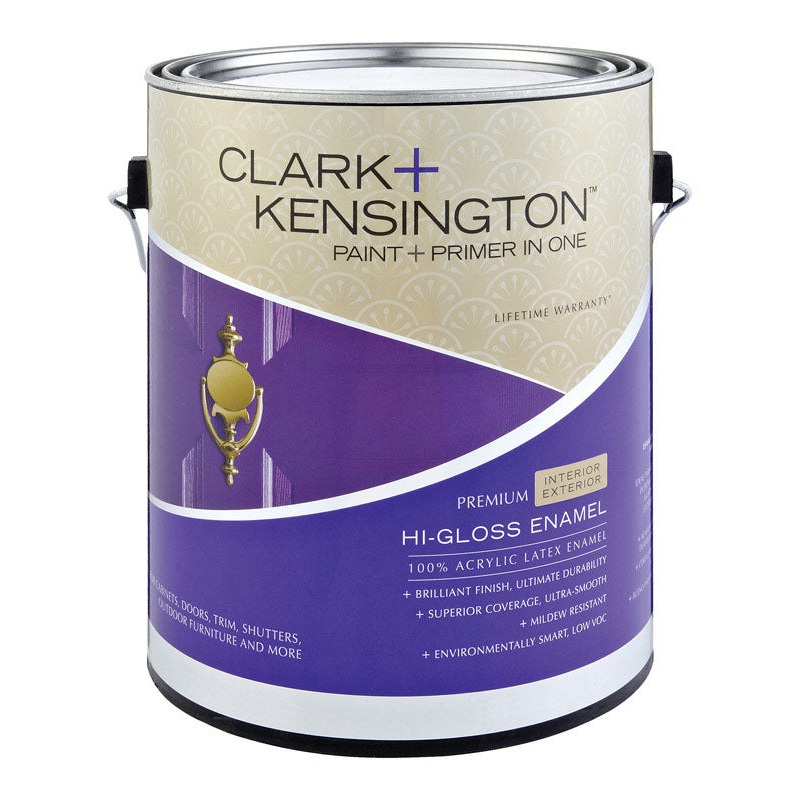 Clark+Kensington Hi-Gloss Interior/Exterior Acrylic Latex Enamel Paint 50g/L Black 1 gal.