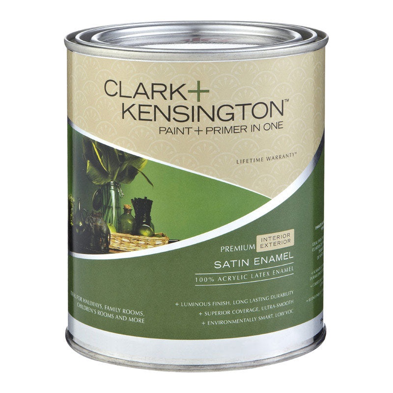 Clark+Kensington Interior/Exterior Acrylic Latex Paint and Primer Red Satin 1 qt.