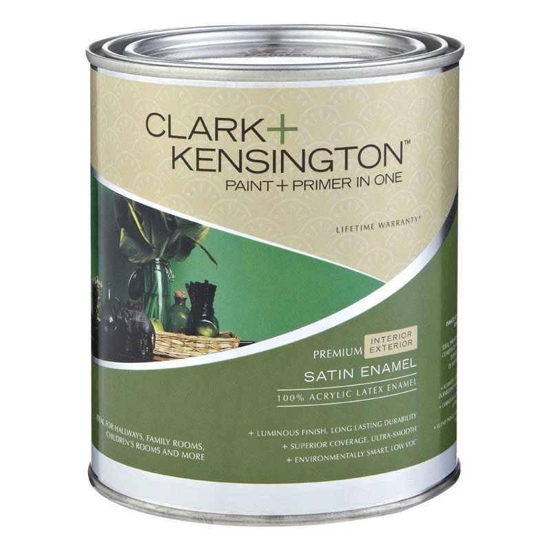 Clark+Kensington Interior/Exterior Acrylic Latex Paint and Primer Yellow Satin 1 qt.
