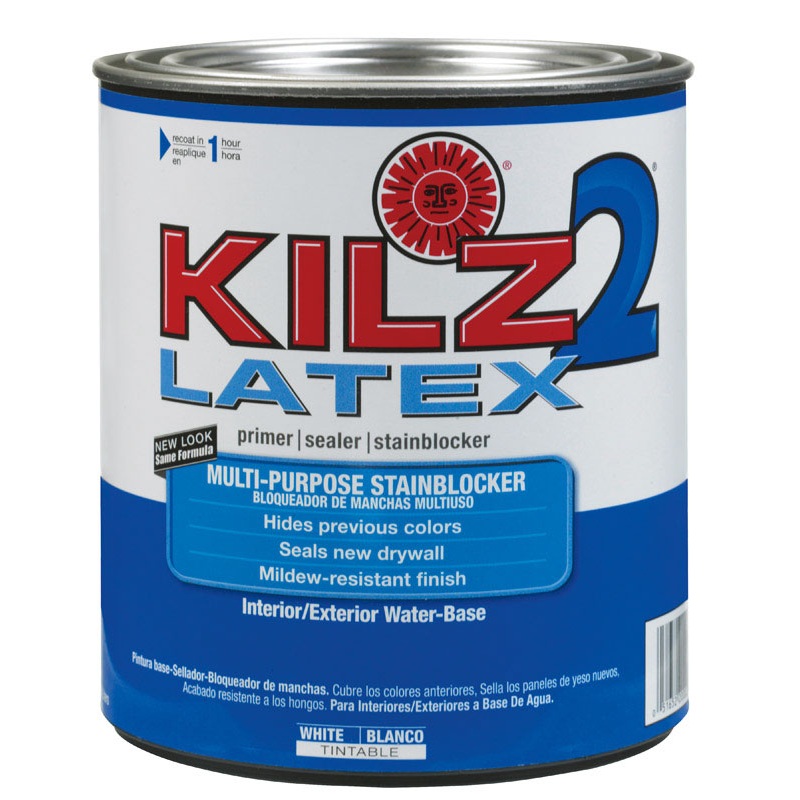 Kilz 2 Latex Water-Based Interior and Exterior Primer and Sealer 1 qt. White Mildew-Resistant