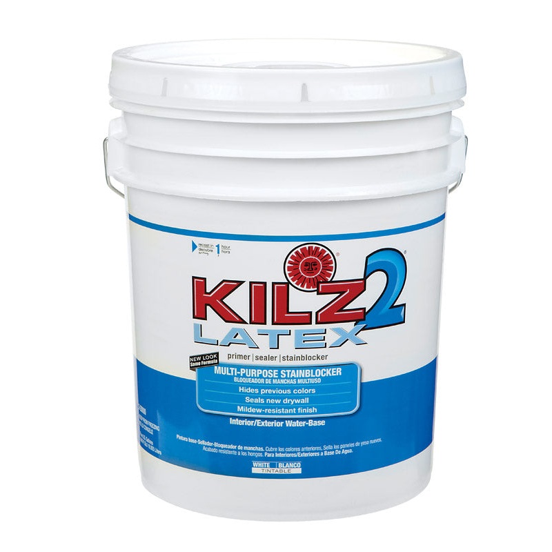 Kilz 2 Latex Water-Based Interior and Exterior Primer and Sealer 5 gal. White Mildew-Resistant