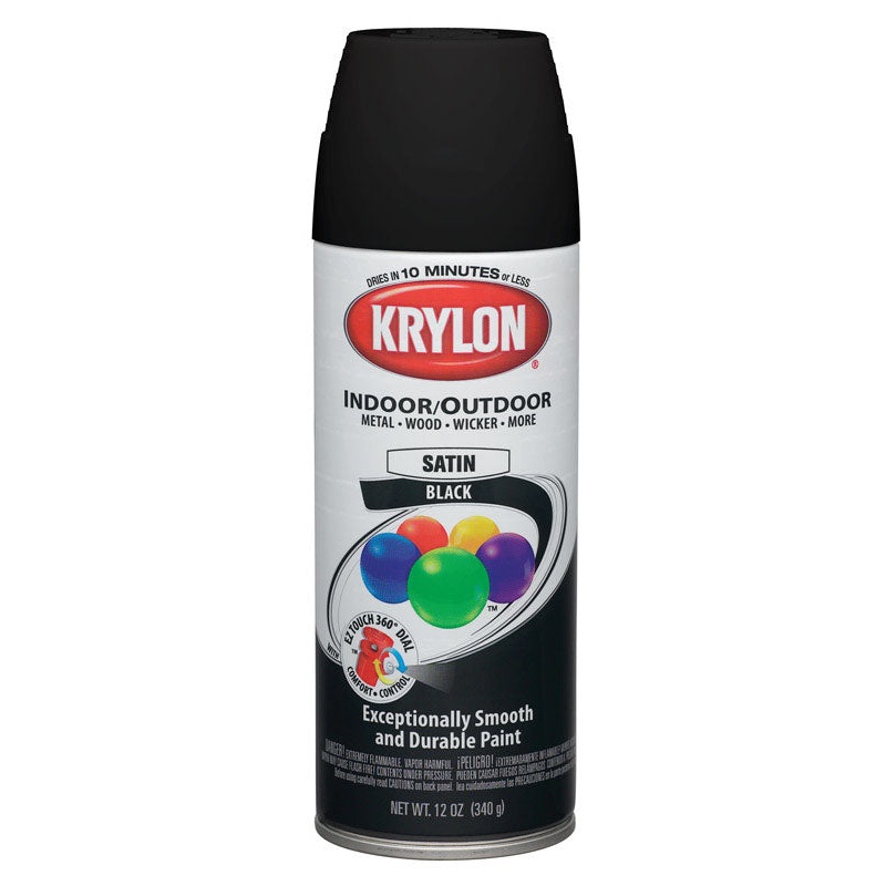 Krylon Black Satin Smooth and Durable Spray Paint 12 oz.