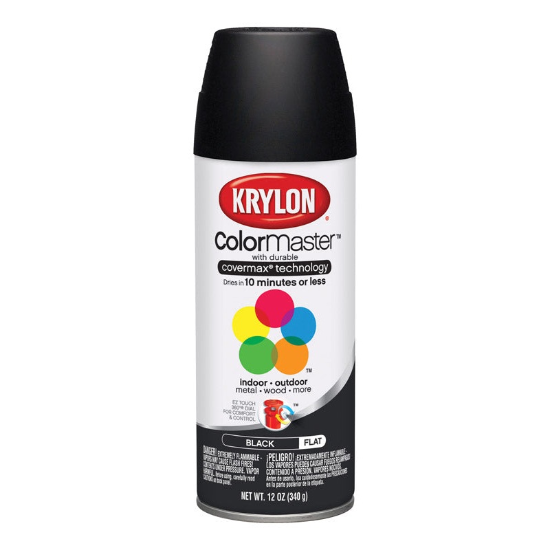 Krylon ColorMaster Black Flat Spray Paint 12 oz.