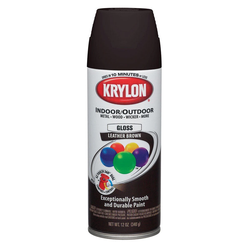 Krylon Leather Brown Gloss Smooth and Durable Paint 12 oz.