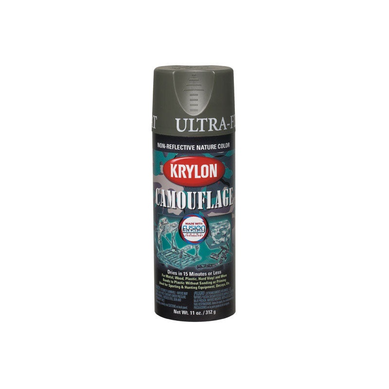 Krylon Non-Reflective Nature Color Olive Ultra Flat Camouflage Paint Spray 11 oz.