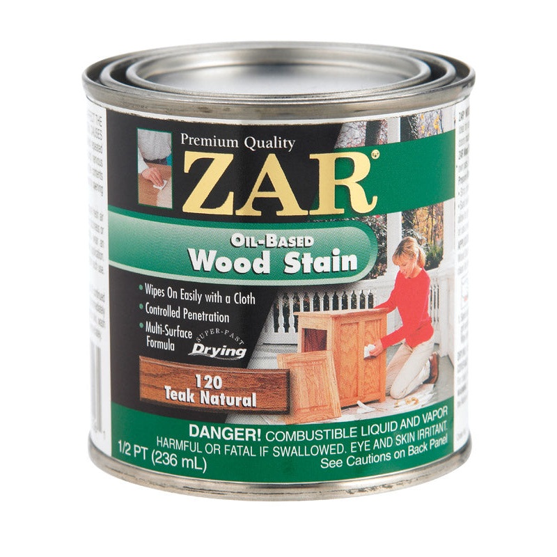 ZAR Semi-Transparent Oil-Based Wood Stain Teak Natural Tintable 1/2 pt.