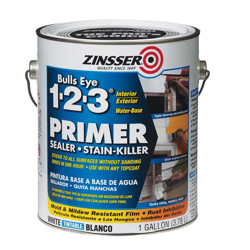 Zinsser Bulls Eye 123 Water-Based Interior and Exterior Primer and Sealer 1 gal. White
