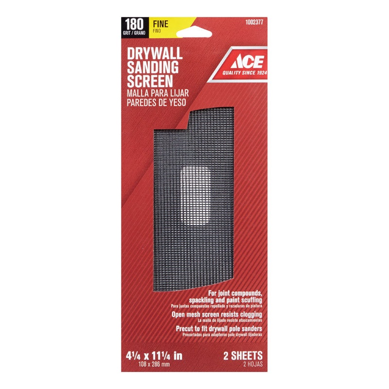 Ace Silicon Carbide Drywall Sanding Screen 11-1/4 in. L 180 Grit Fine 2 pk