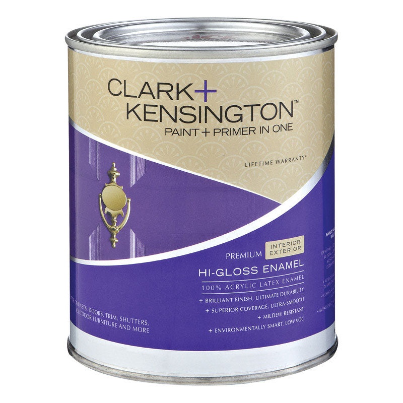 Clark+Kensington Hi-Gloss Interior/Exterior Acrylic Latex Enamel Paint Low VOC Black 1 qt.