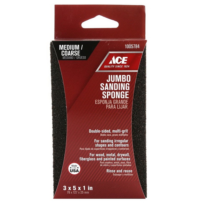 Ace Aluminum Oxide Contour Sanding Sponge 3 in. W x 5 in. L Medium Coarse 60/80 Grit