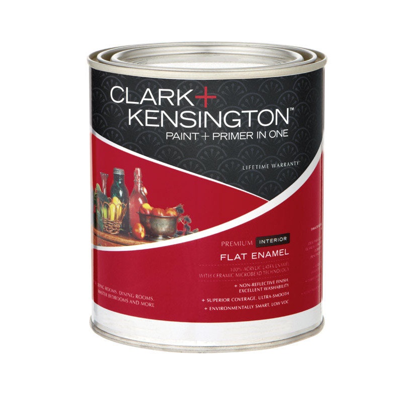Clark+Kensington Flat Interior Acrylic Latex Enamel Paint 50g/L Black 1 qt.