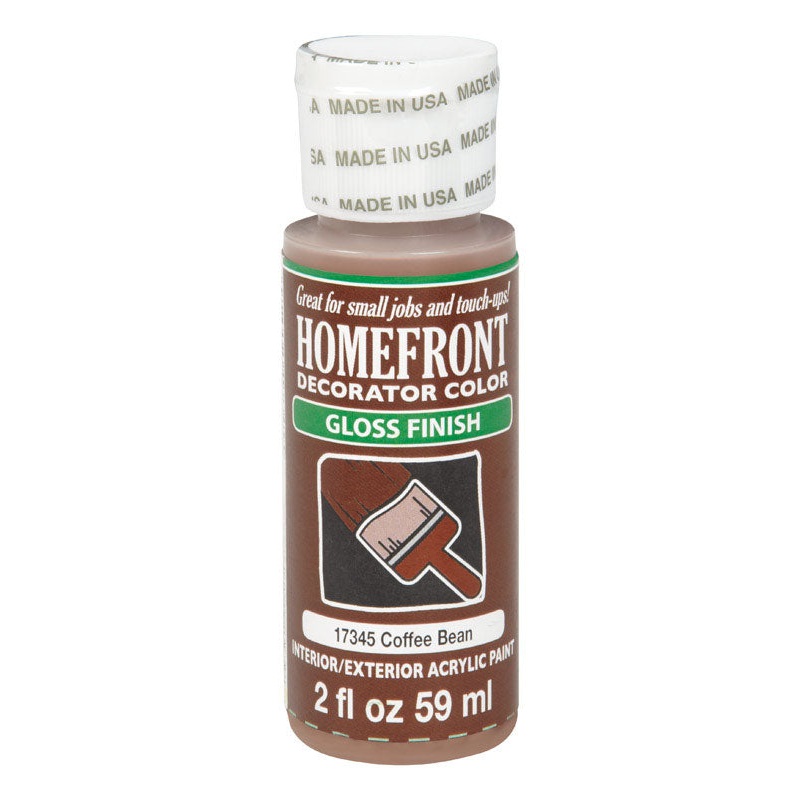 Homefront Decorator Color Interior/Exterior Acrylic Latex Paint Coffee Bean Gloss 2 oz.