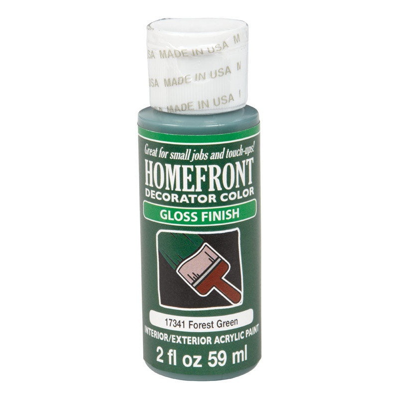 Homefront Decorator Color Interior/Exterior Acrylic Latex Paint Forest Green Gloss 2 oz.
