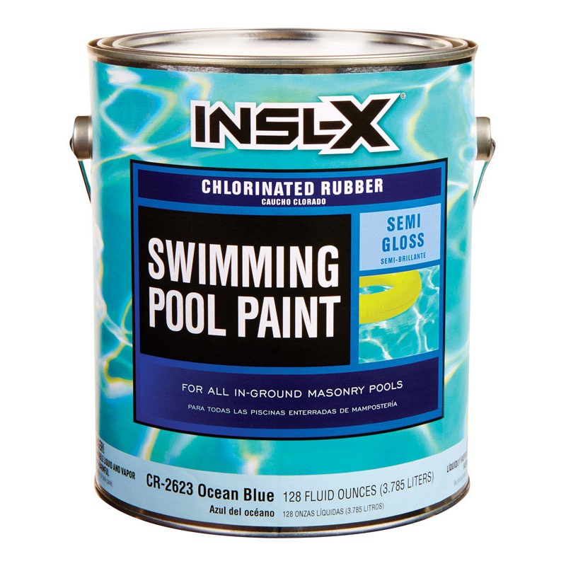 Insl-X Swimming Pool Paint Rubber Based Indoor/Outdoor Semi-Gloss Ocean Blue (Lt) 1 gal. 24 hr.